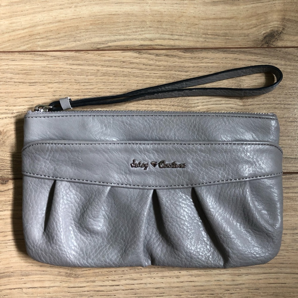 Women’s Juicy Couture Faux leather Ruched Gray wristlet